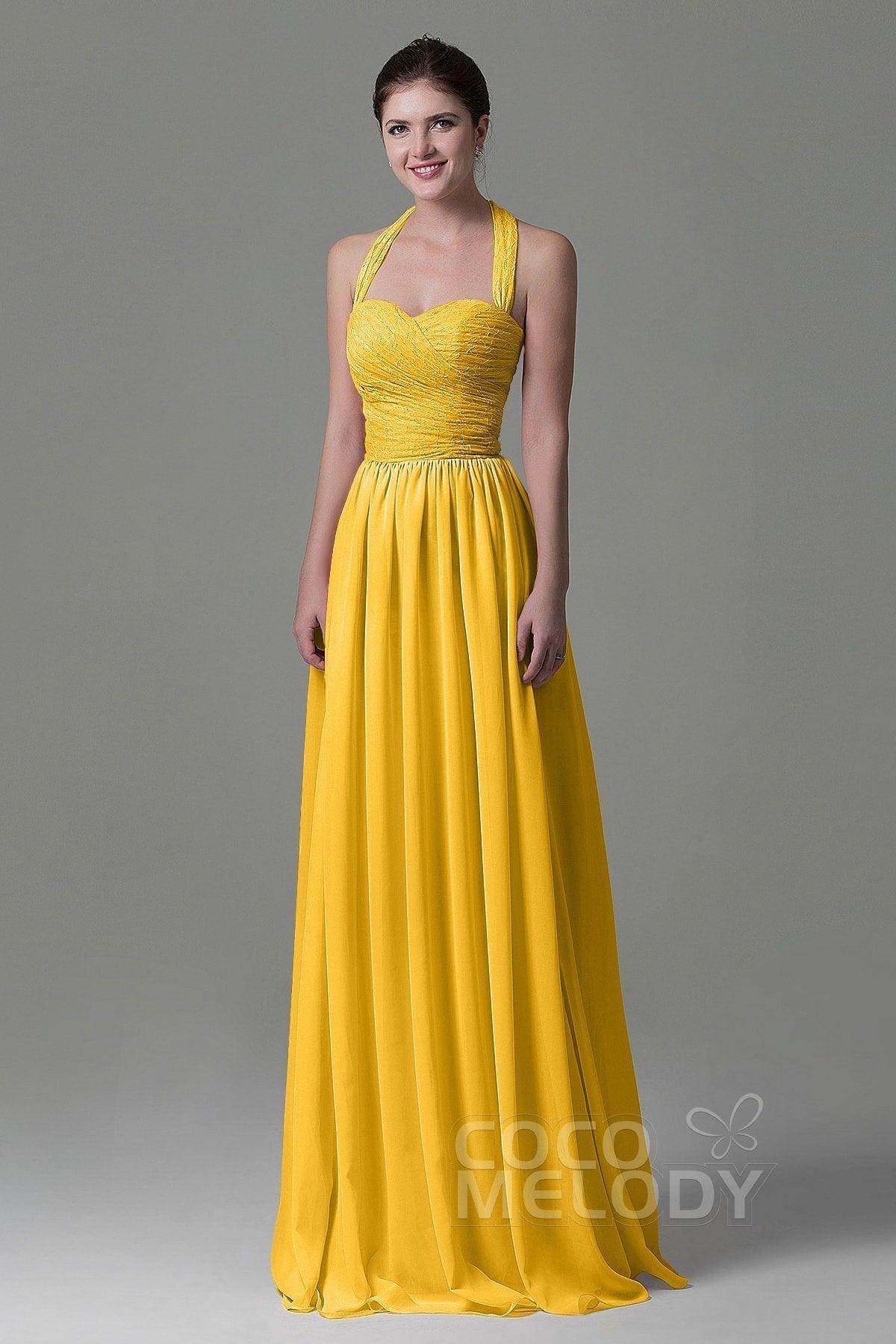 A-Line Floor Length Lace/Chiffon Bridesmaid Dress COZK16006 - COCOMELODY